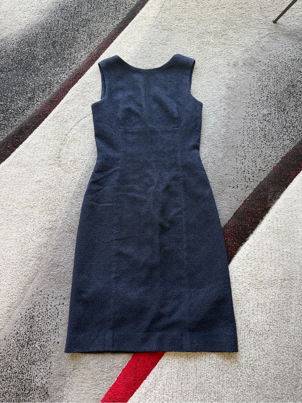 MM. Lafleur Navy Textured Scoop Back Sheath Dress